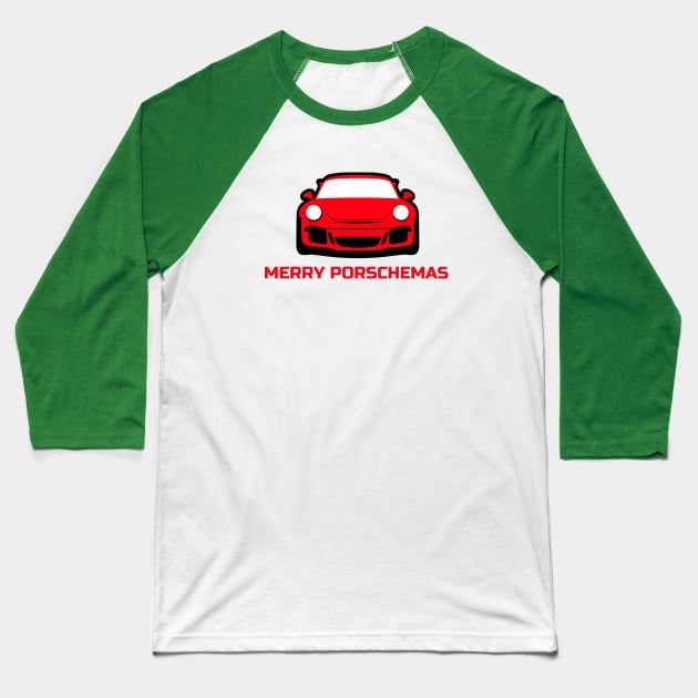 Merry Christmas Porsche Porschemas 911 GT3 Baseball T-Shirt by Carsncoolstuff